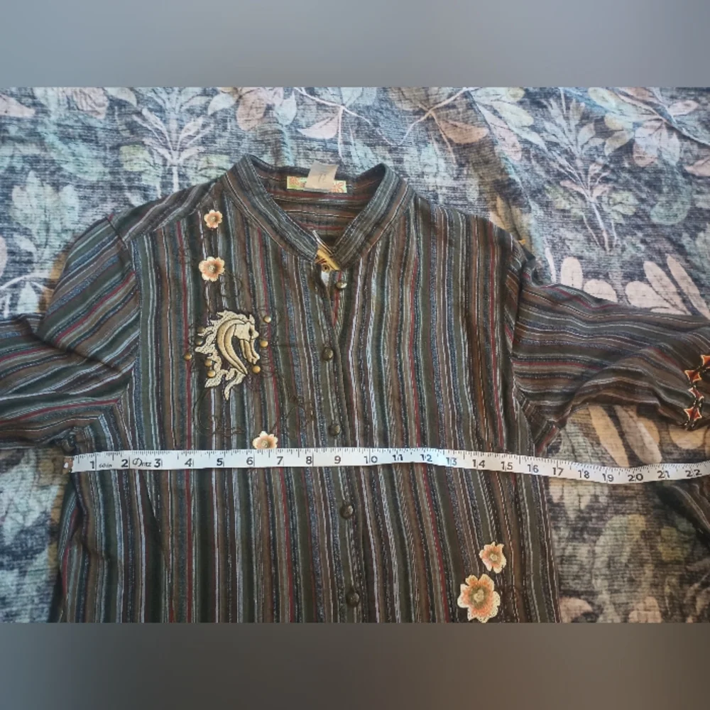 Patch 22 Y2K Indie Button Up Top Juniors L Horse Stud Artsy Boho Hippie Eclectic - Picture 11 of 11